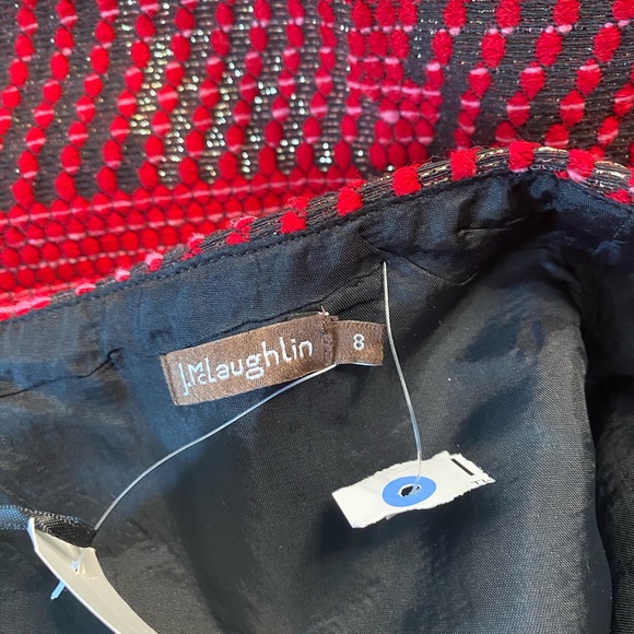 J.McLaughlin Elm Skirt Red Black Gold Plaid Jacquard Size 8 NWT - Picture 7 of 9